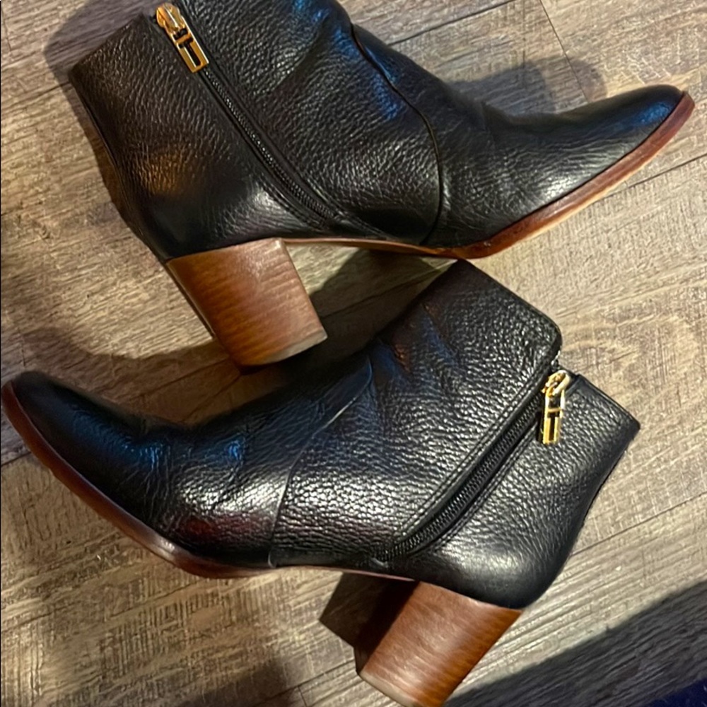 Tory Burch black leather booties
